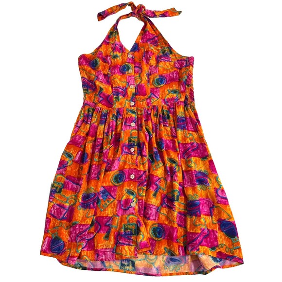 Big Hed Designs Dress Women’s size M fits L Vintage Hawaiian Vibrant z - Picture 1 of 10